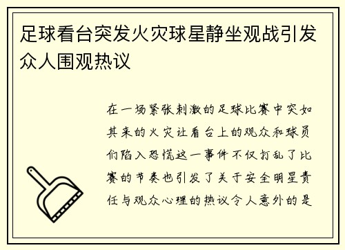 足球看台突发火灾球星静坐观战引发众人围观热议